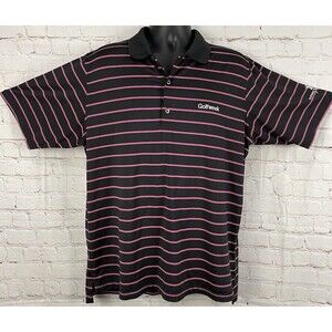 Fairway & Greene "Golfweek" Polo Shirt Men's‎ Black w/Purple Stripes Size XL